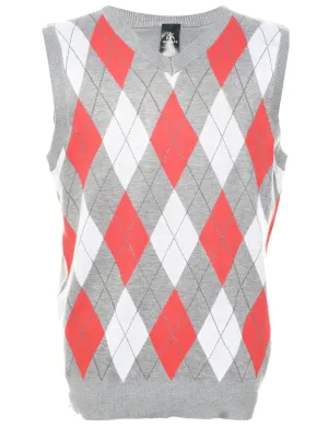 Argyle Pattern Sweater Vest - M