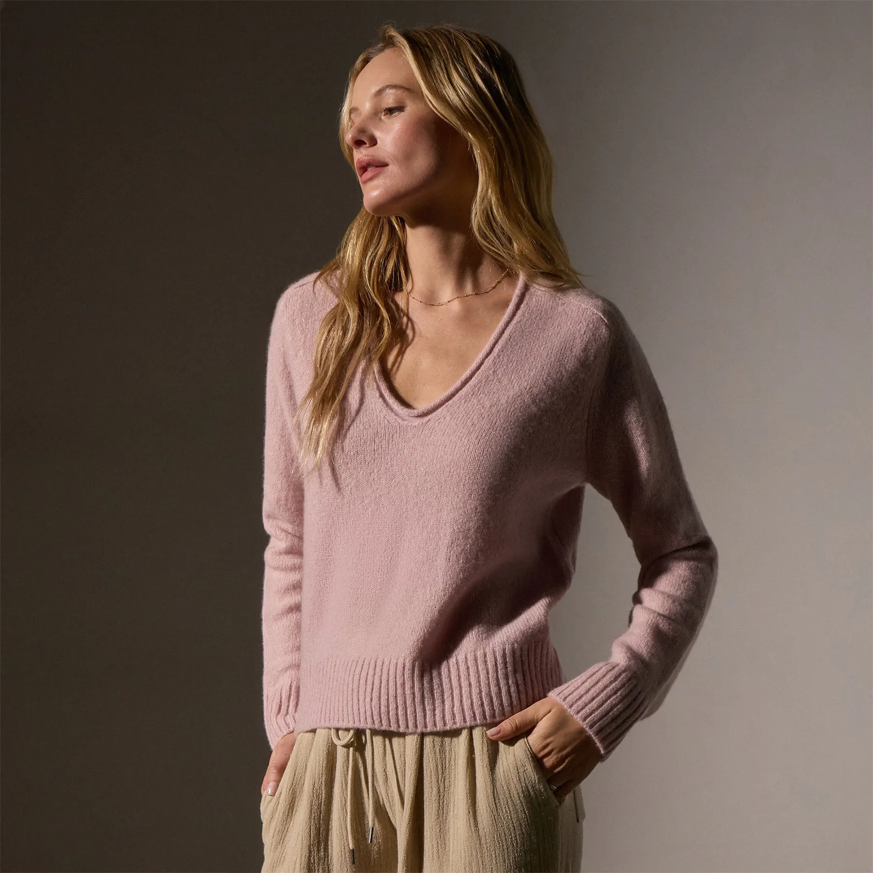 Cashmere Soft V Sweater - Degas