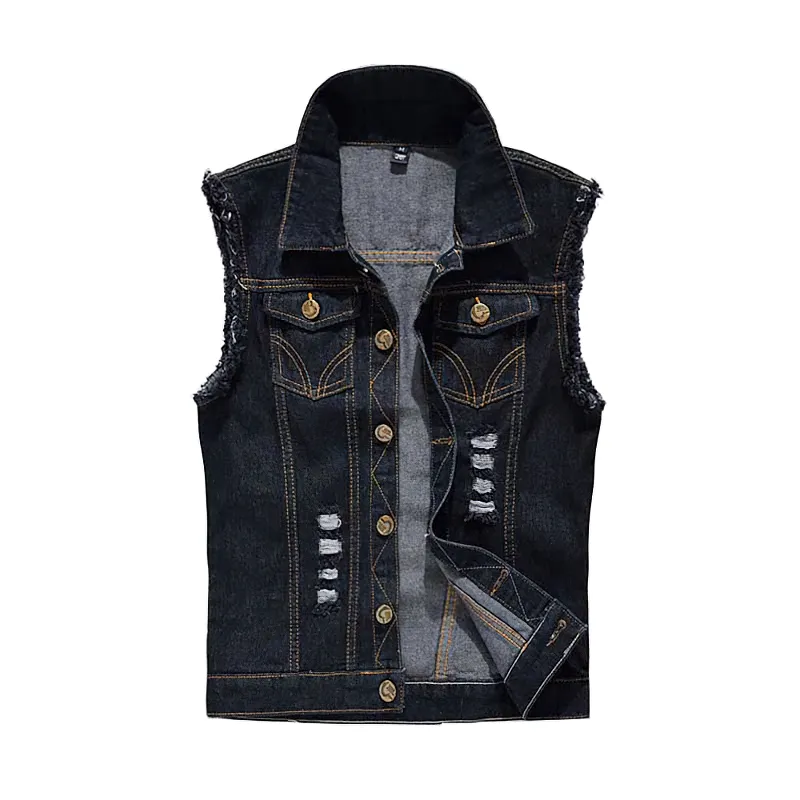 Cool Denim Vest wor Men / Sleeveless Jean Jacket / Rock Aesthetic Clothes