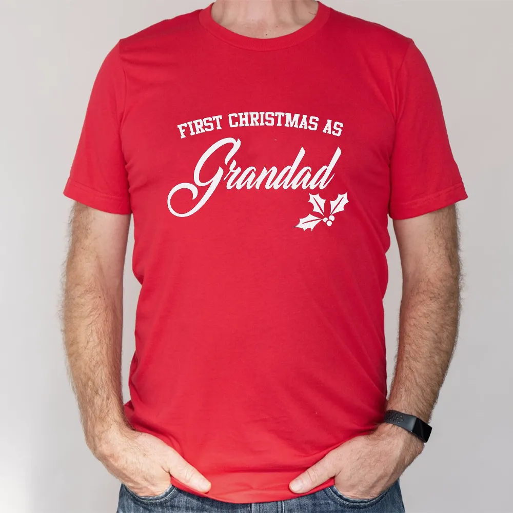 First Christmas As Grandad Classic Script T-shirts