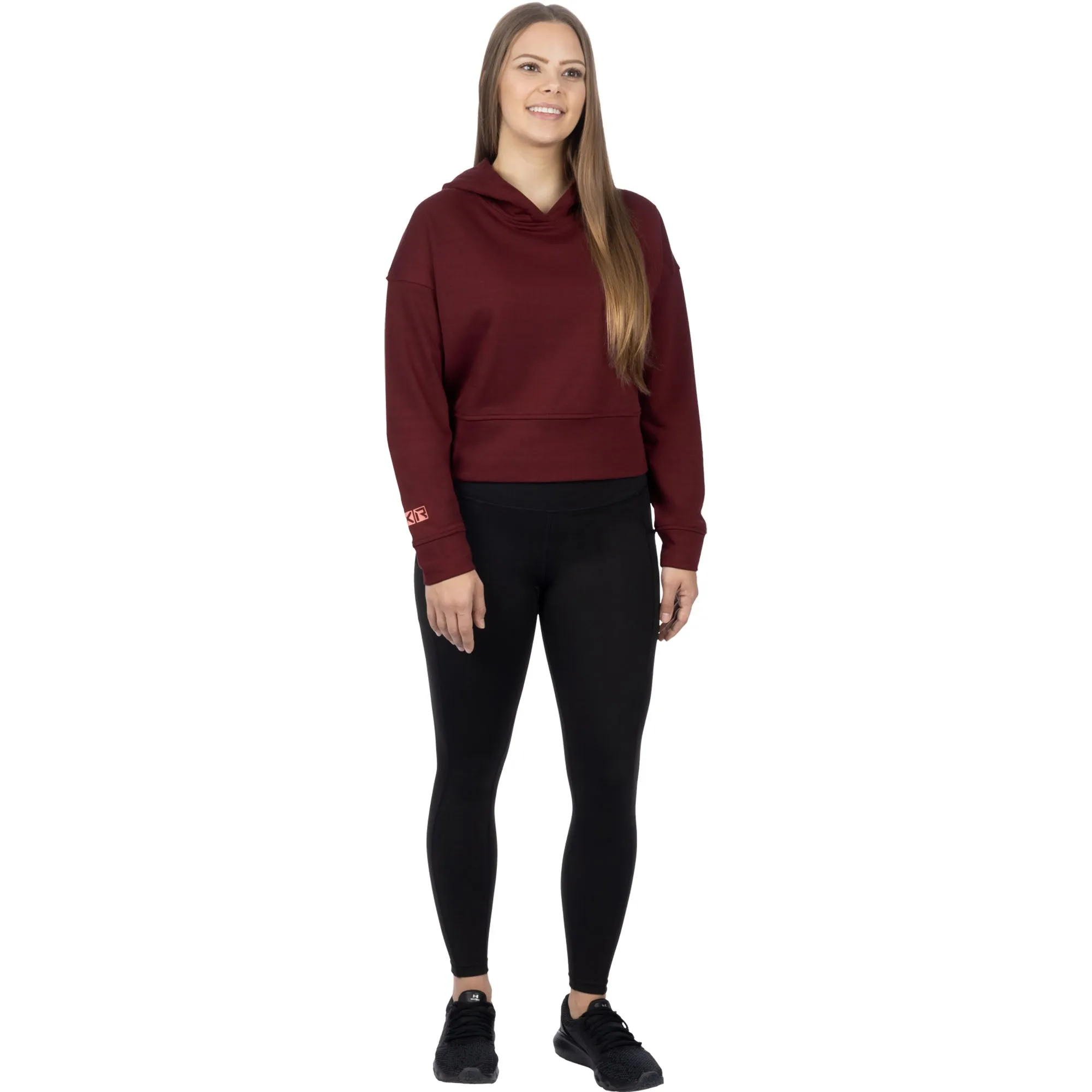 FXR Balance Cropped Pullover Hoodie Merlot/Muted Melon Red