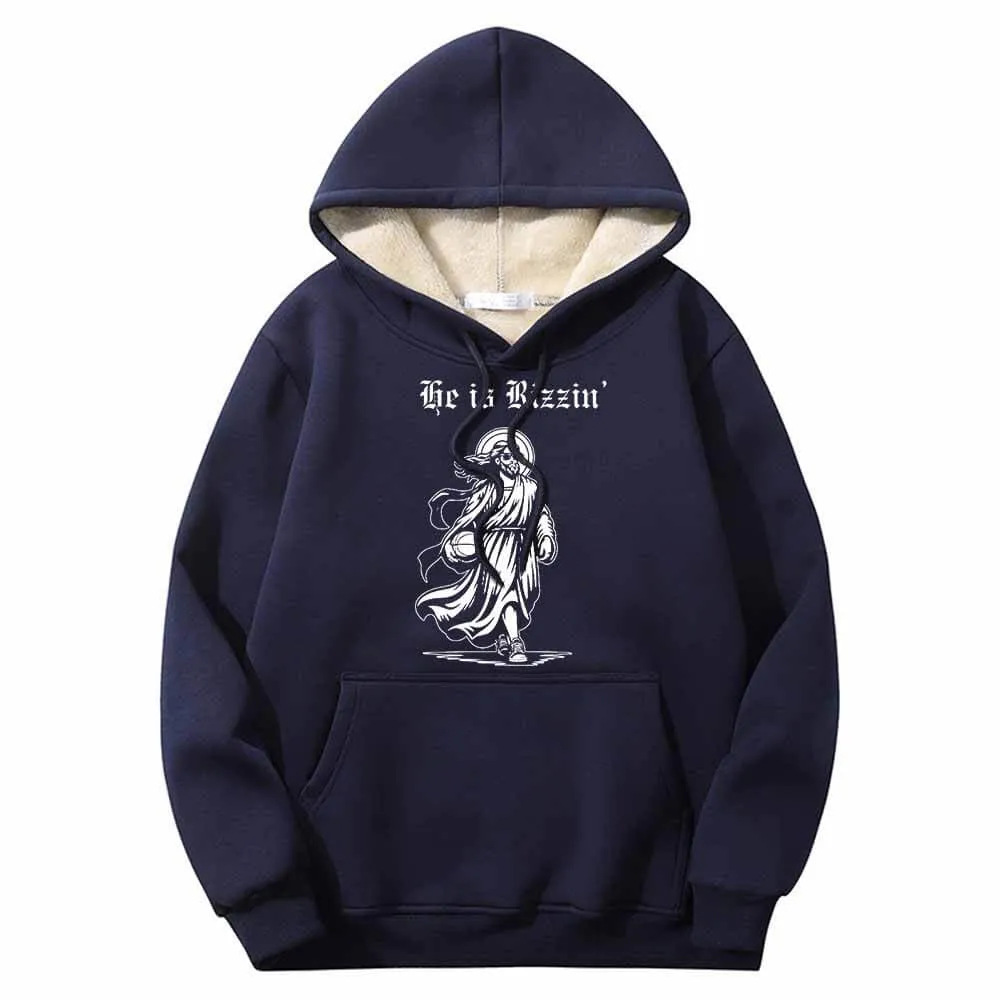 He Is Rizzin Jesus Holding Basketball Fleece Hoodie