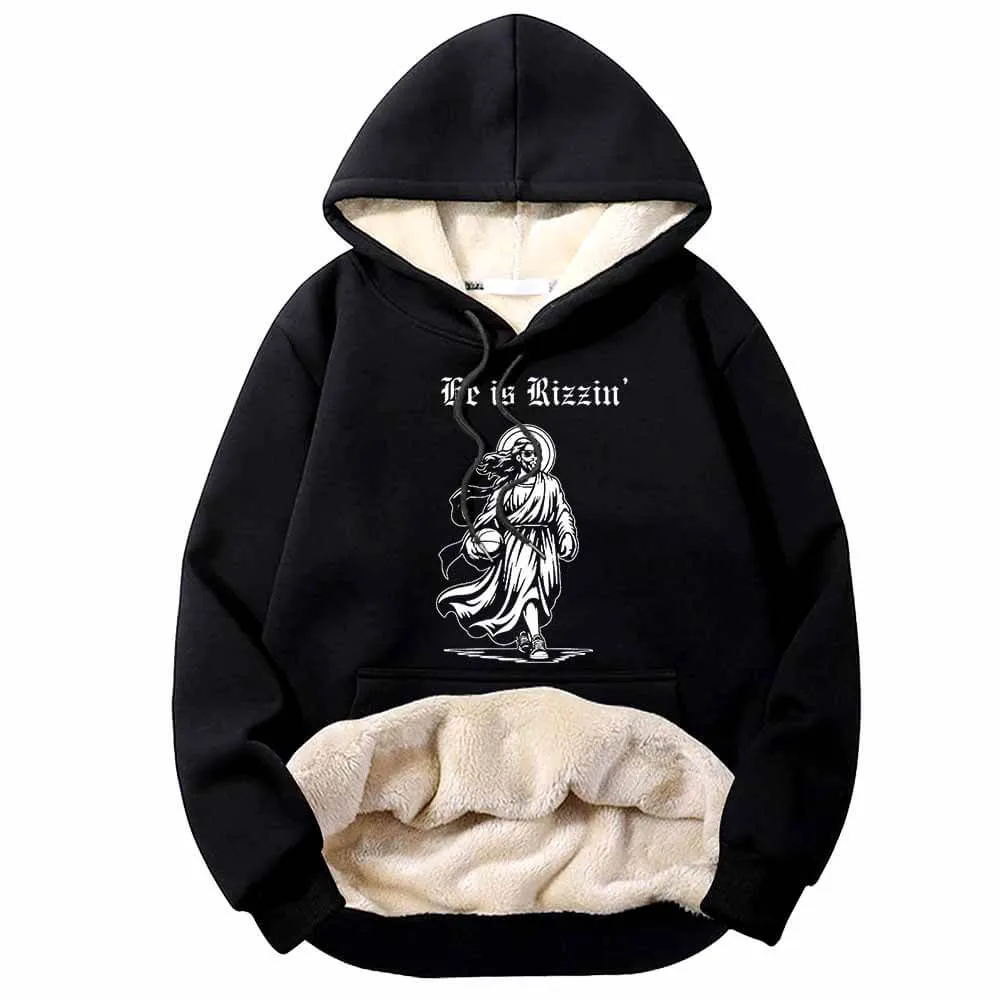 He Is Rizzin Jesus Holding Basketball Fleece Hoodie