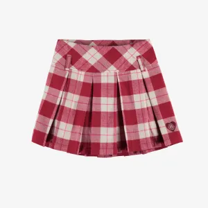 Jupe rouge à plis et à carreaux en flanelle, enfant || Plaid red pleated skirt in flannel, child