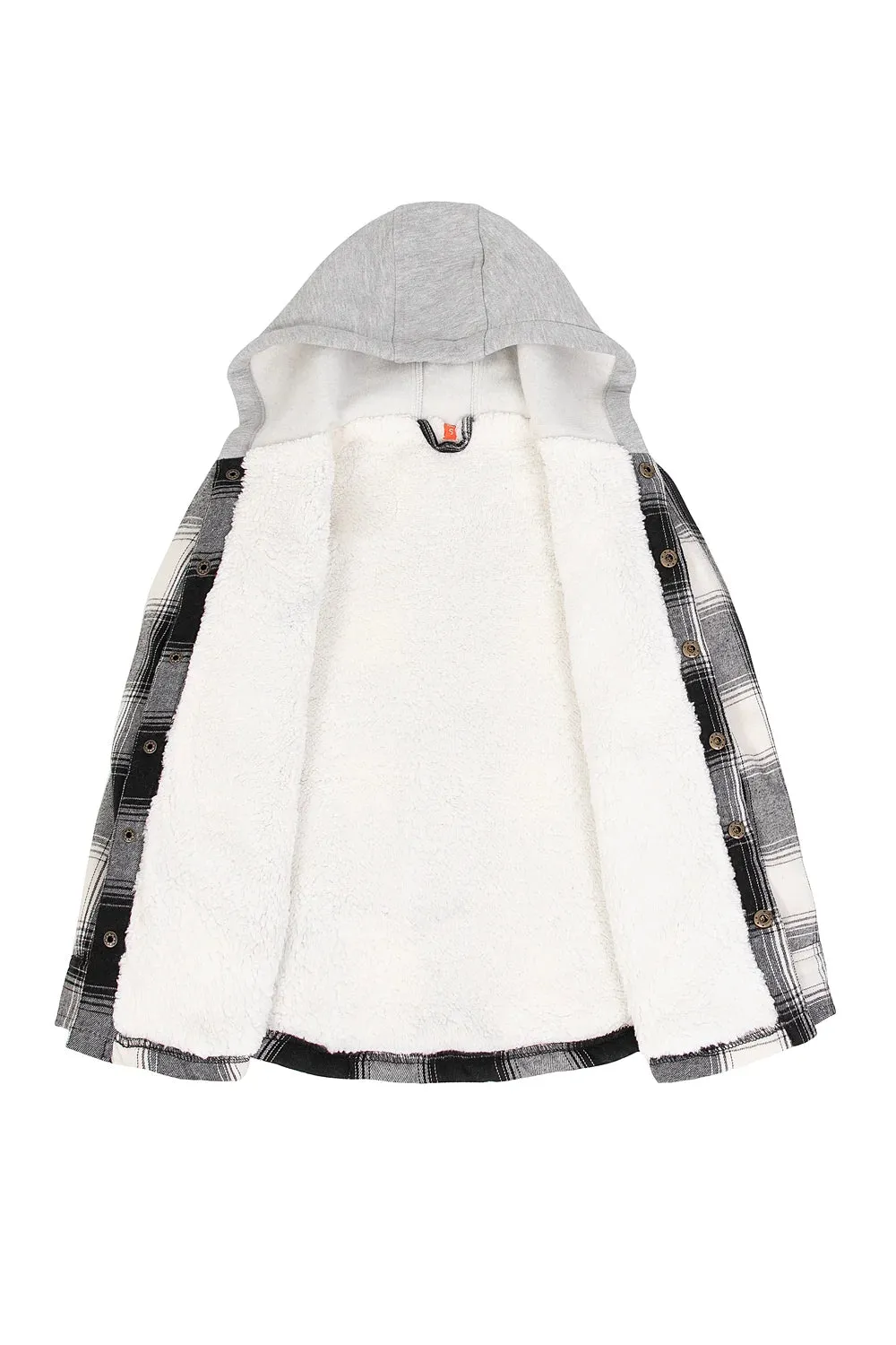 Kids Boys and Girls Fleece-Lined Snap Flannel Shirt,Hooded Plaid Jacket