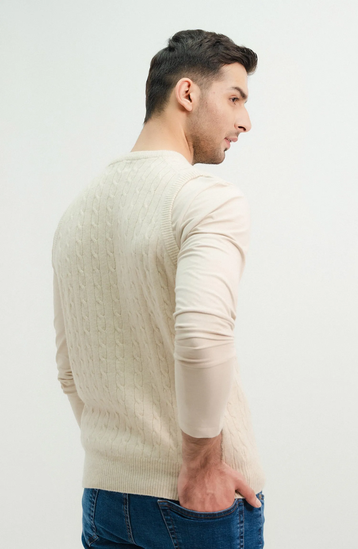 Lambs Wool - Solid Cable Knit Sweater