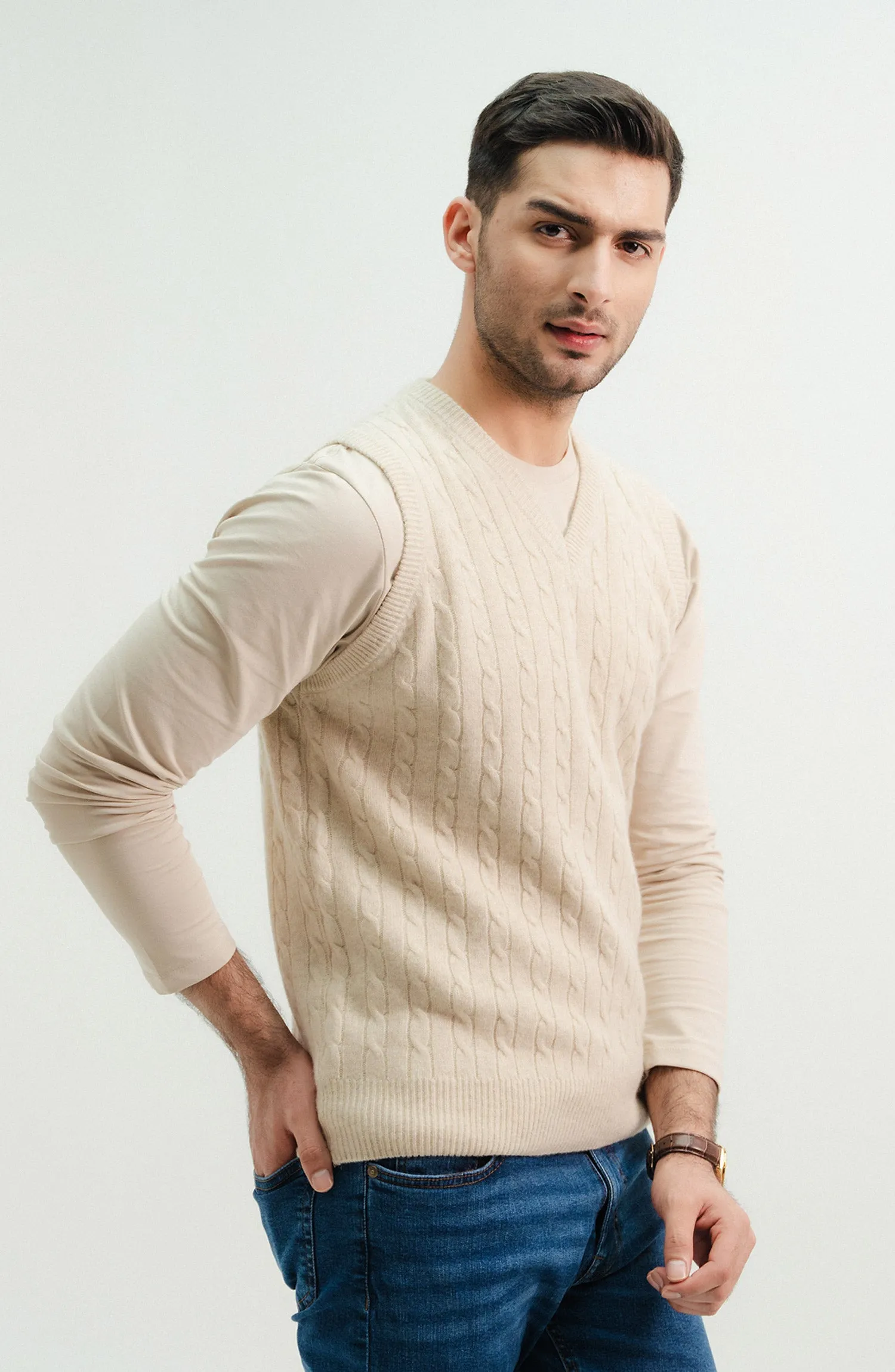 Lambs Wool - Solid Cable Knit Sweater