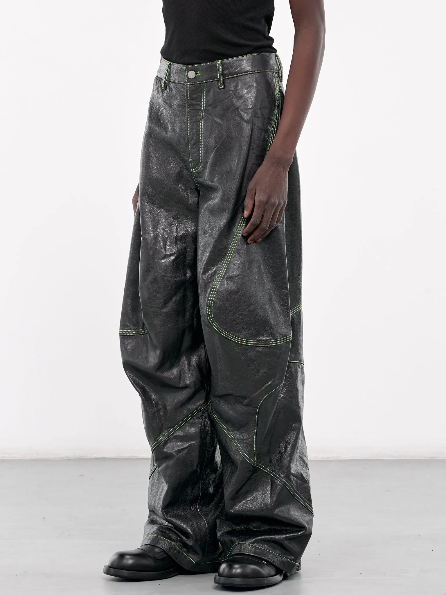 Leather Embroidered Trousers (BK0648-AA2-ANTRACITE-GREY)