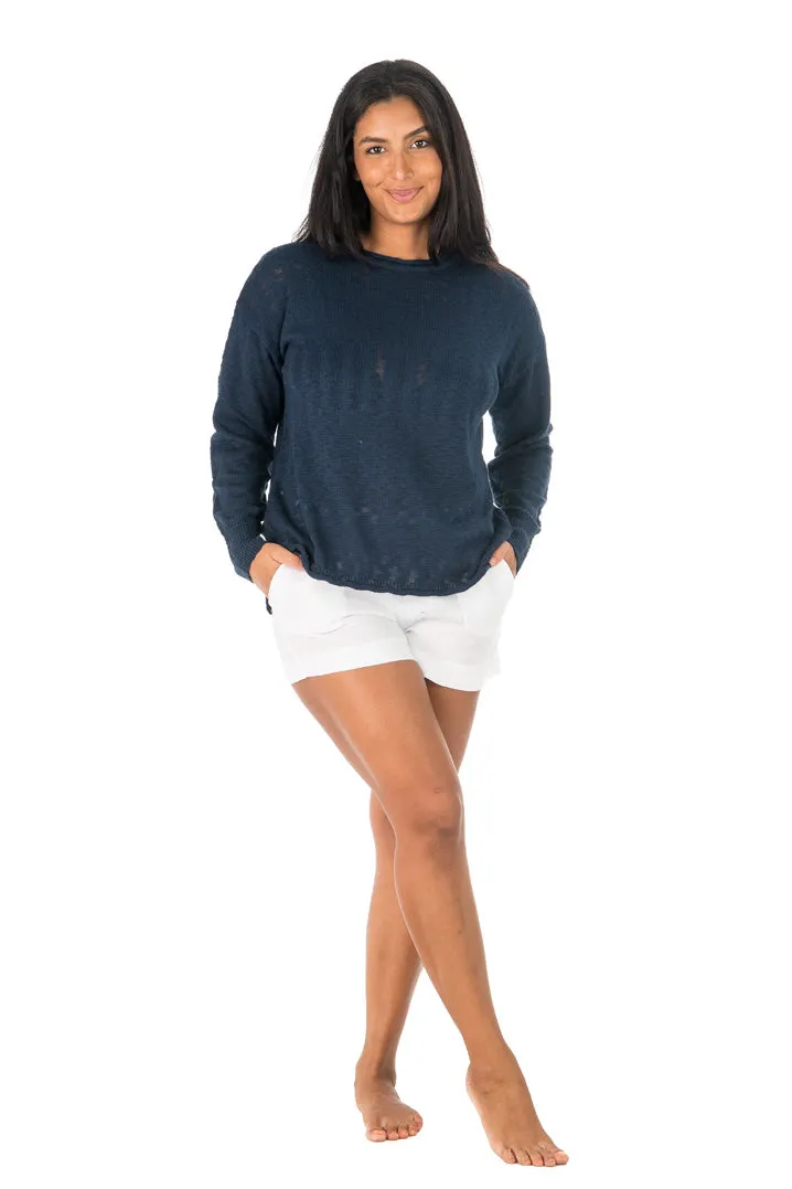 Light Weight Relaxed Crew Sweater - Night Sky