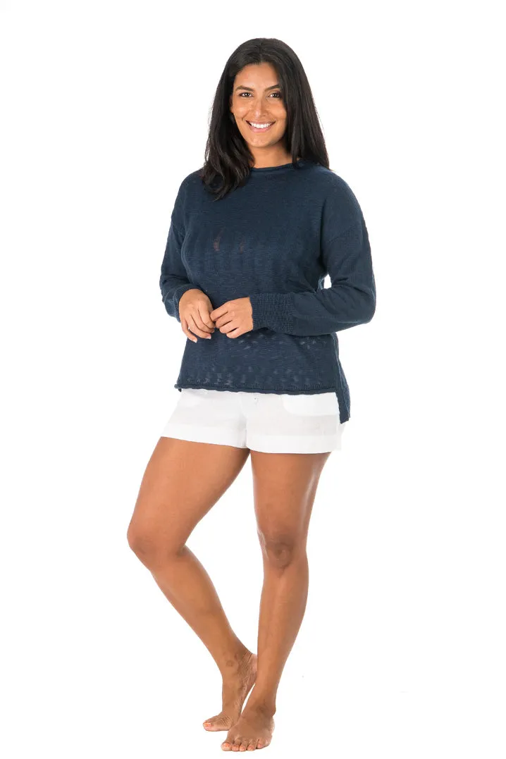 Light Weight Relaxed Crew Sweater - Night Sky