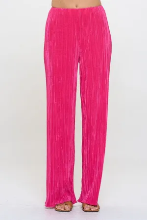 Made in USA Vibrant Plisse Lined Straight Pants