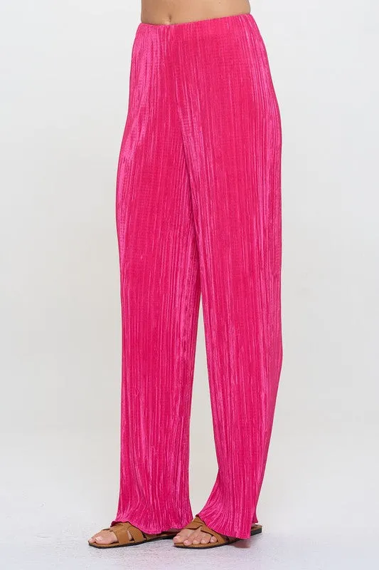 Made in USA Vibrant Plisse Lined Straight Pants