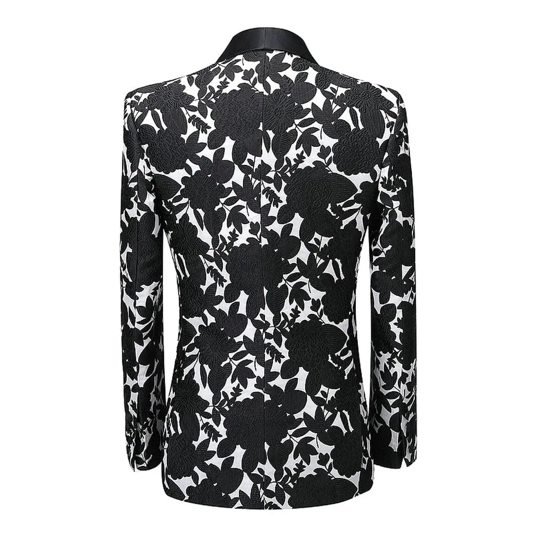 Mens 2 Piece Shawl Lapel Floral  Patterned Fit Tuxedo Suit