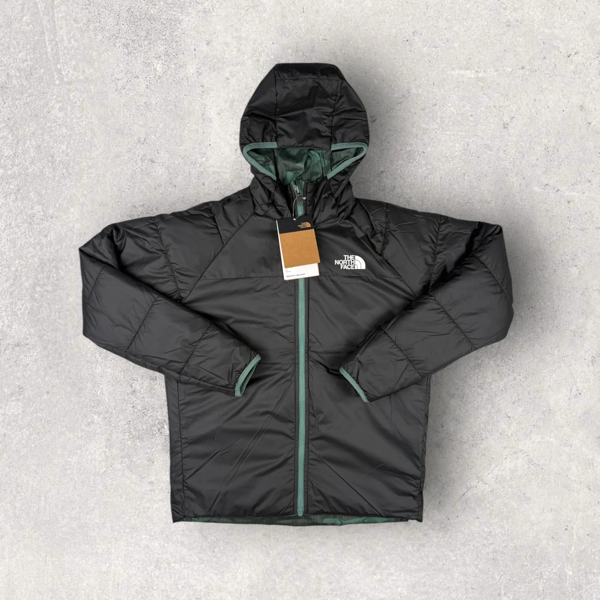 NORTH FACE JUNIOR REVERSIBLE JACKET - GREEN/BLACK