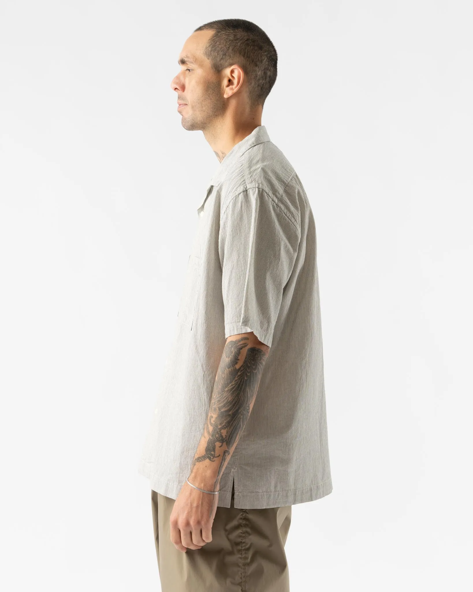 Pilgrim Surf   Supply Johnny Stripe Short Sleeve Shirt in Pinstripe