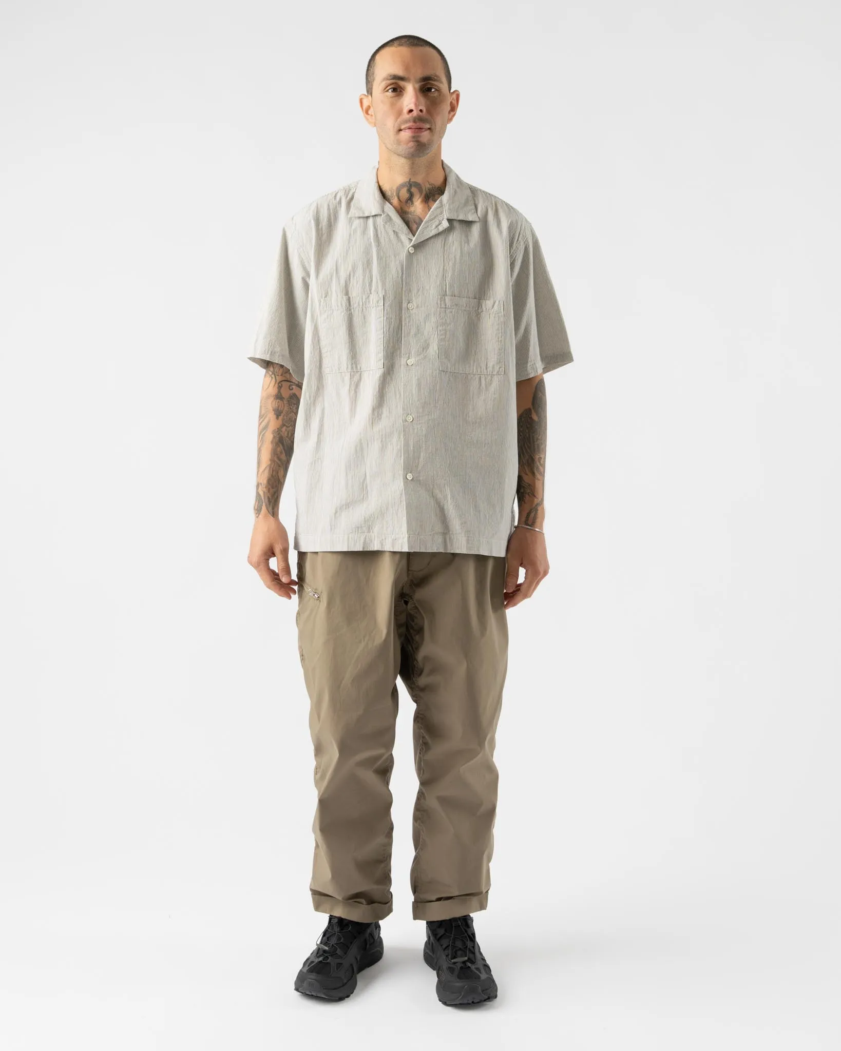 Pilgrim Surf   Supply Johnny Stripe Short Sleeve Shirt in Pinstripe