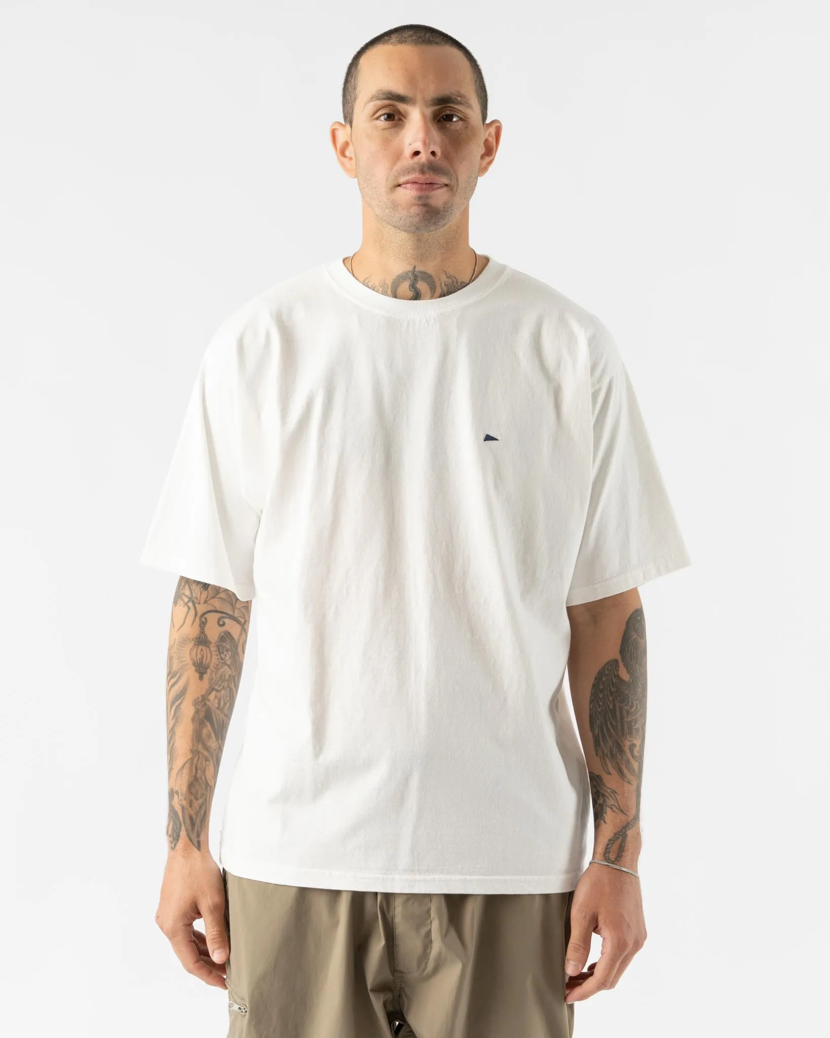 Pilgrim Surf   Supply Minimalist Embroidered Tee in White