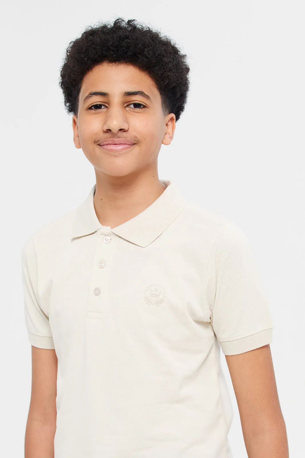 Senior Boys Beige And Olive Polo Shirts Set (2 Piece)