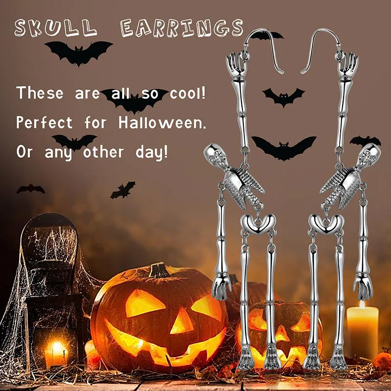 Tokyo Mart Halloween Skull Dangle Earrings Cosplay Party Jewelry for Women