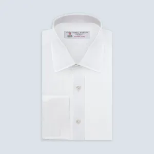 White Herringbone Sea Island Quality Cotton Shirt with T&A Collar and Double Cuffs