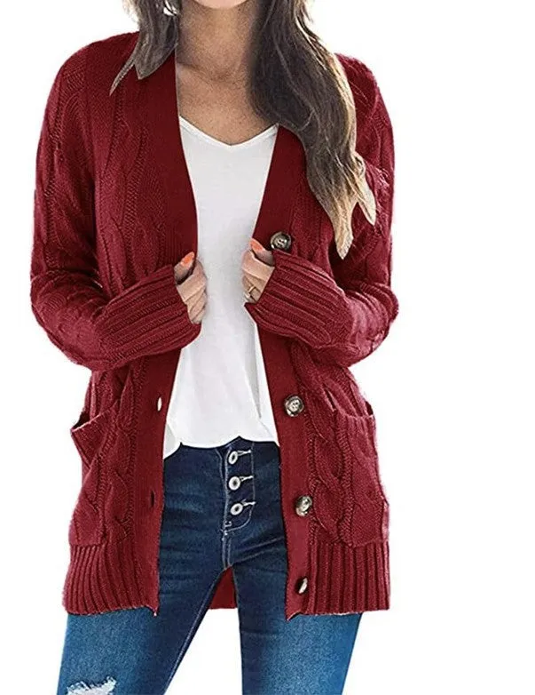 Women's Jacket Knit Cardigan Soft Sweater With Pockets