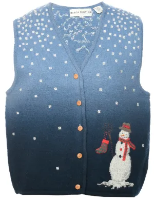 Wool Snowman Christmas Vest - L